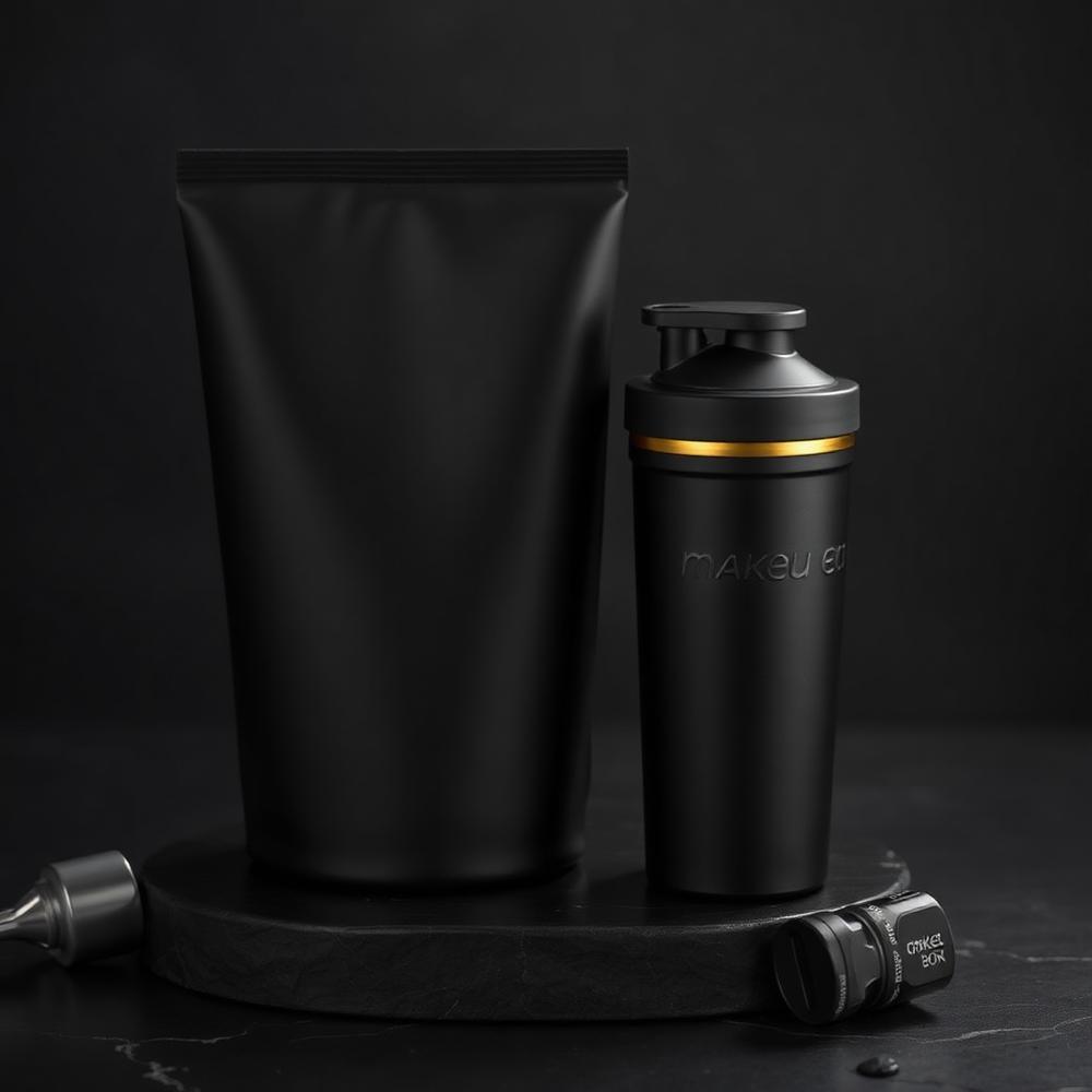 Matte black Agoge supplement pouch and shaker